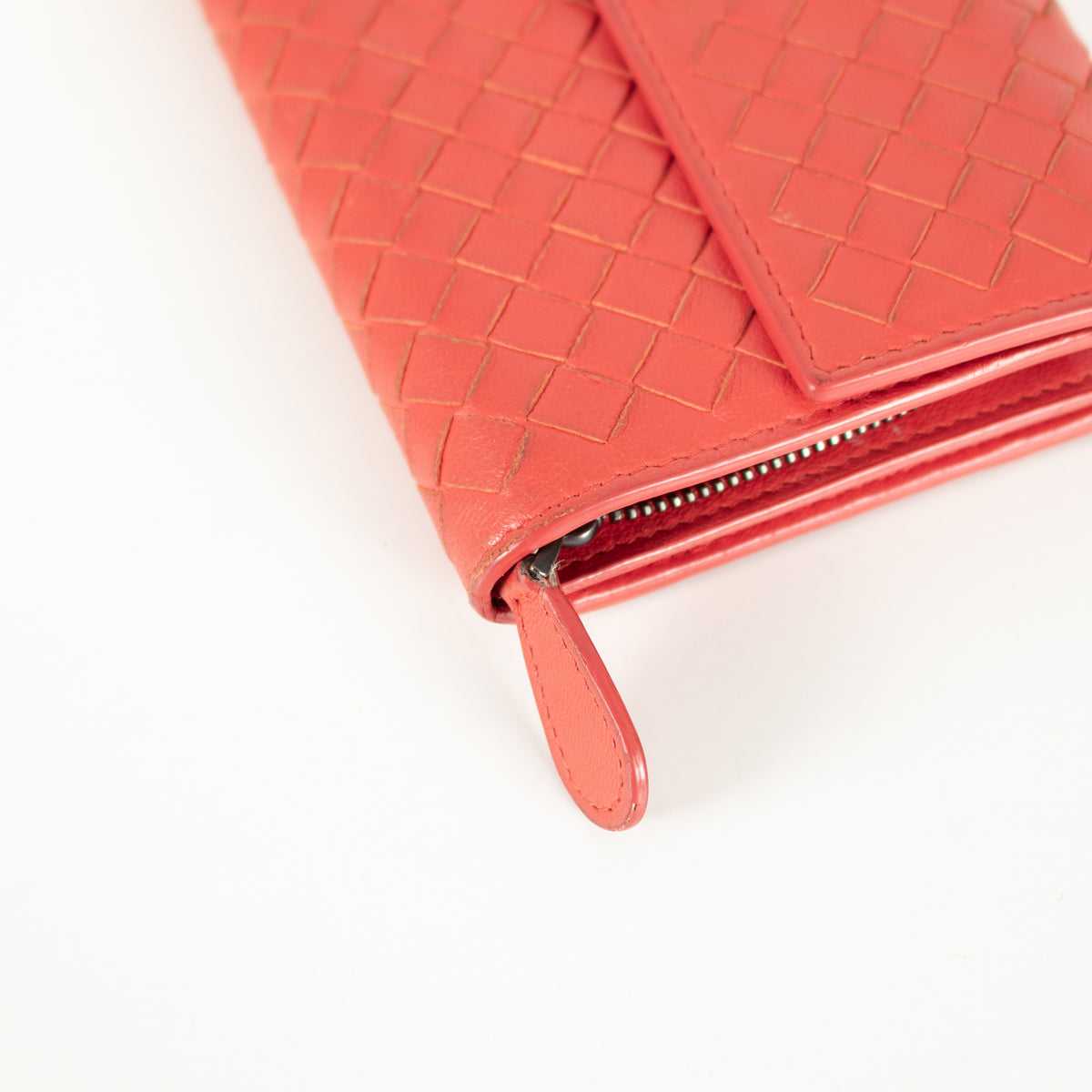 Bottega Veneta Red Intrecciato Leather Continental Wallet