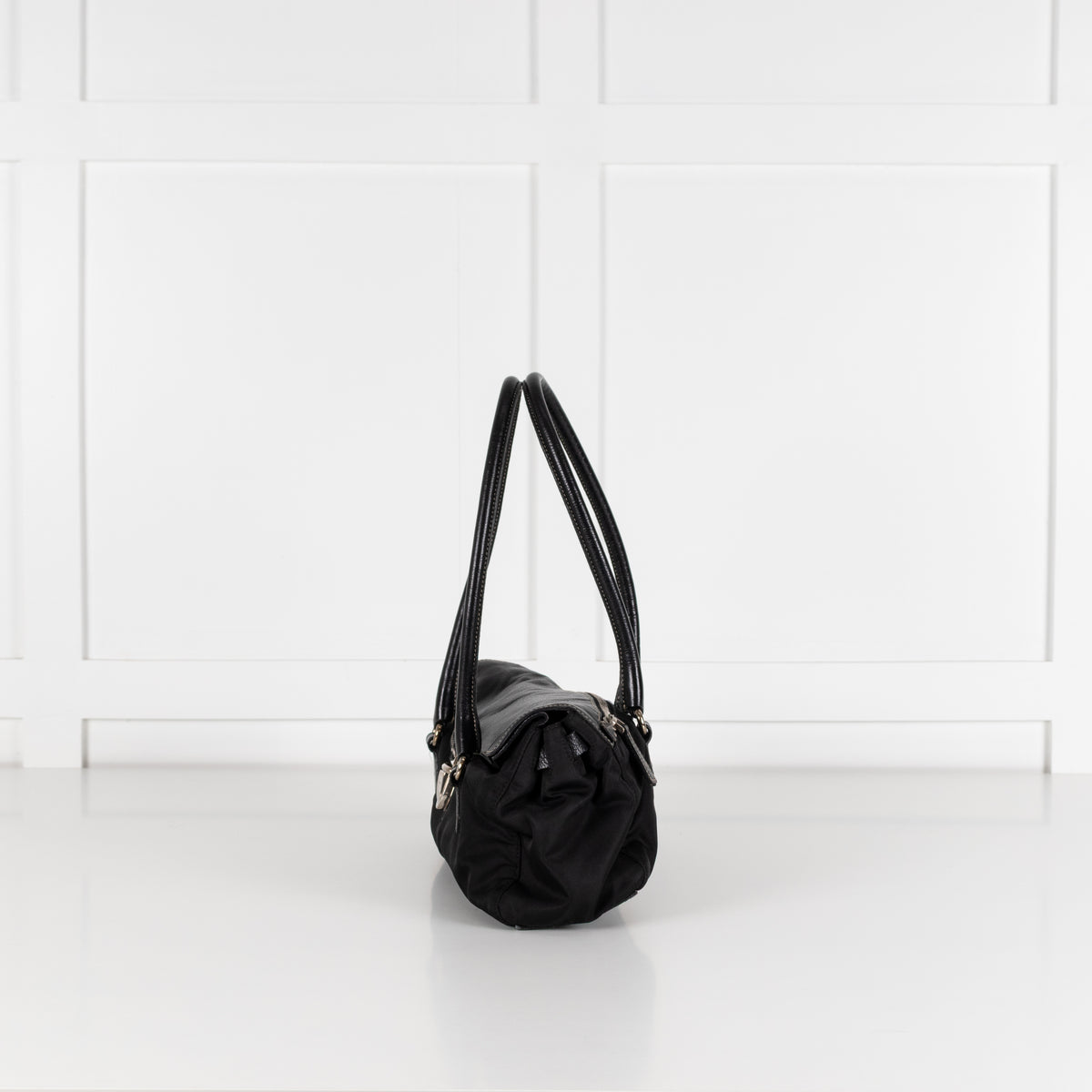 Prada Black Leather Nylon Vintage Shoulder Bag
