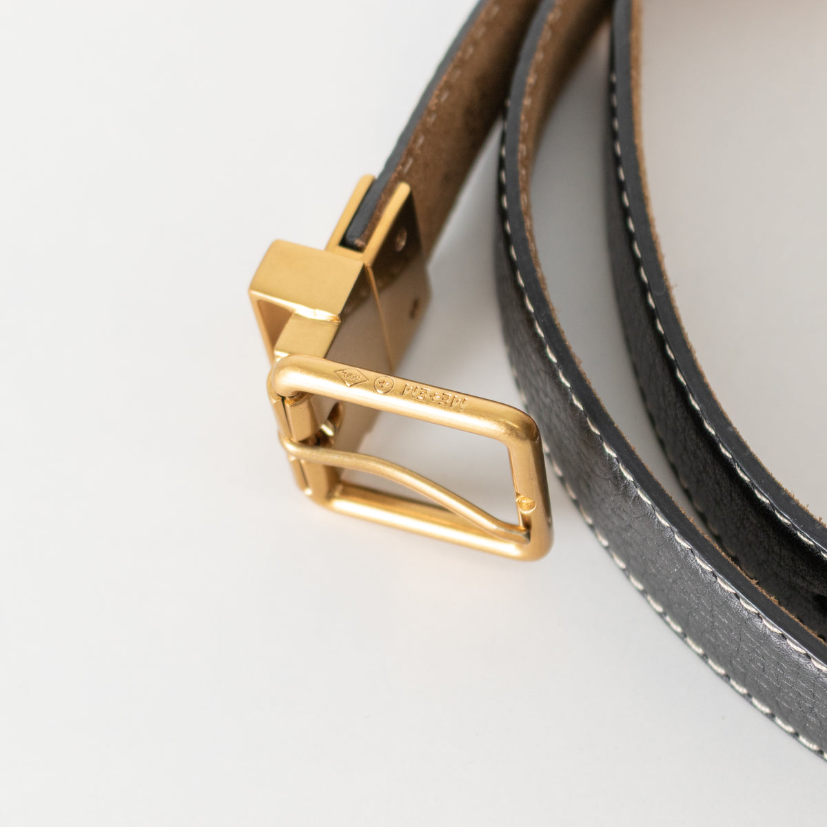 The Fold Brown Suede & Black Leather Reversible Belt With Gold Buckle