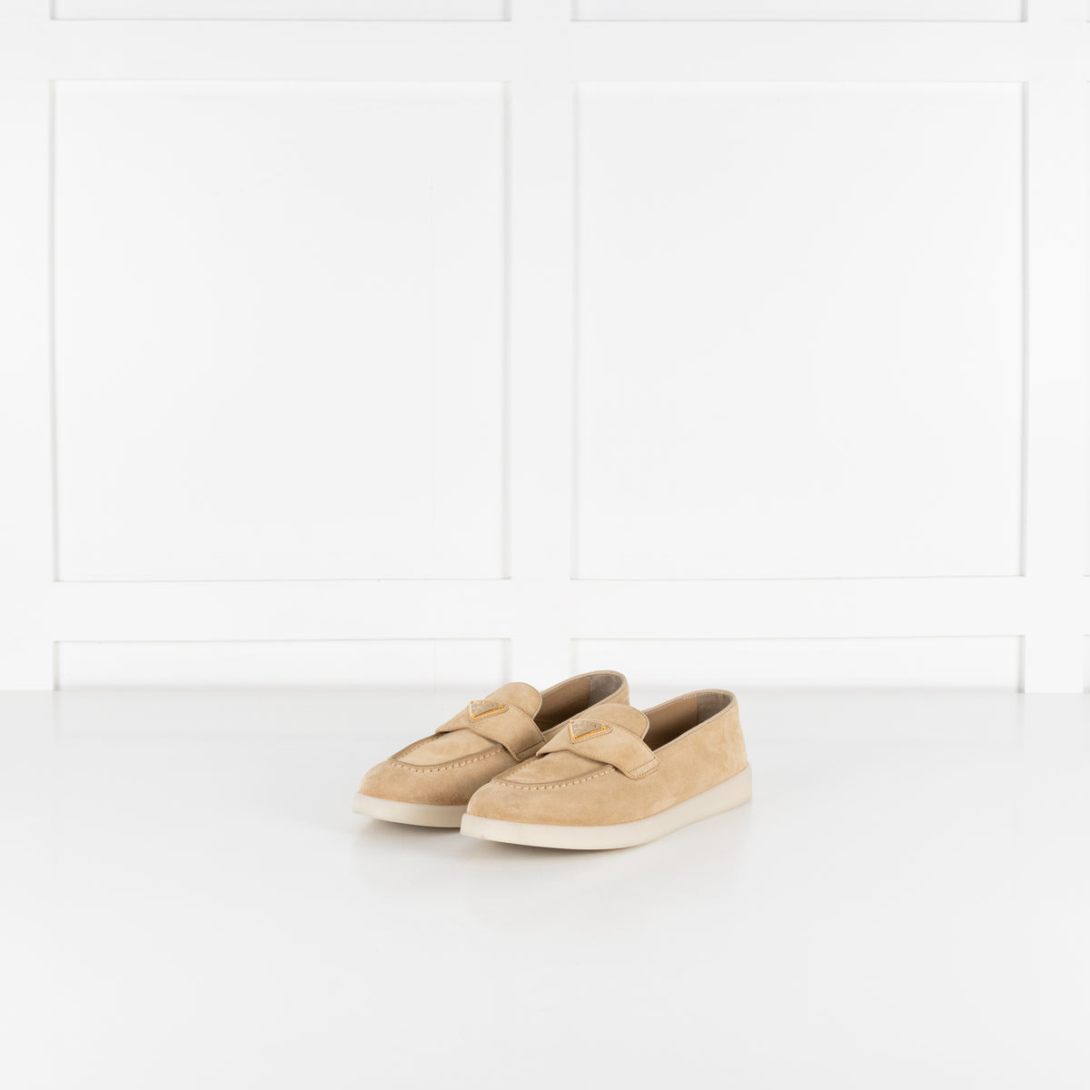 Prada Beige Suede St Tropez Loafers