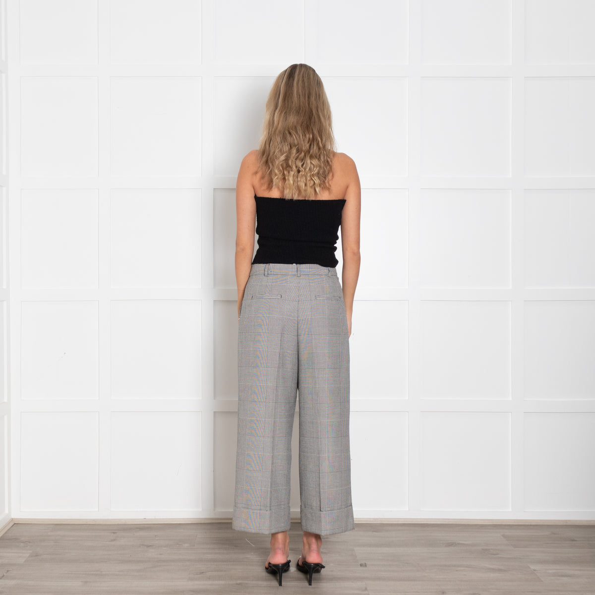 Sportmax Houndstooth Wide Leg Crop Trousers