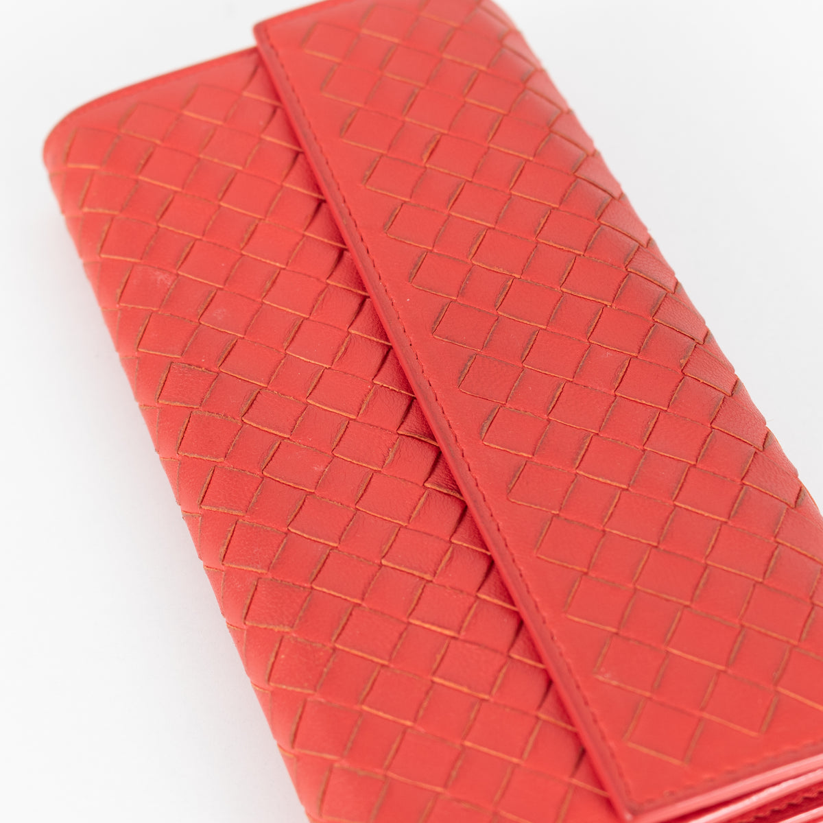 Bottega Veneta Red Intrecciato Leather Continental Wallet