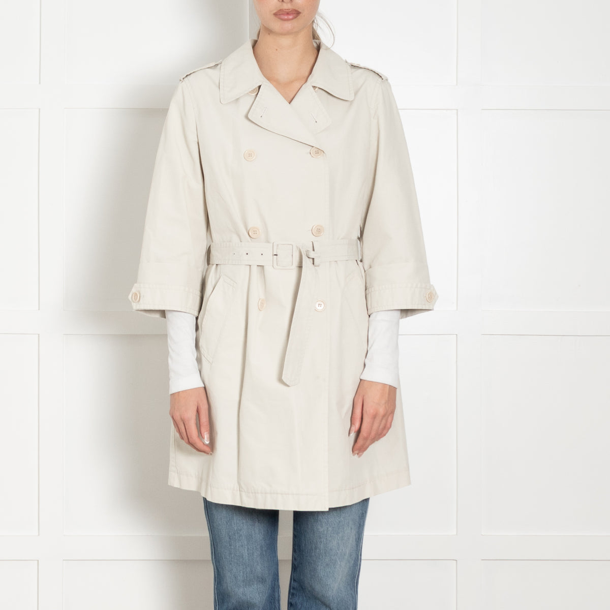 Prada Light Beige 3/4 Sleeves Light Trench Coat