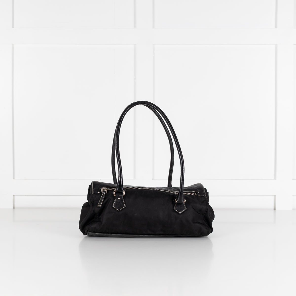 Prada Black Leather Nylon Vintage Shoulder Bag