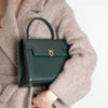 Launer London Forest Green Leather Traviata Bag