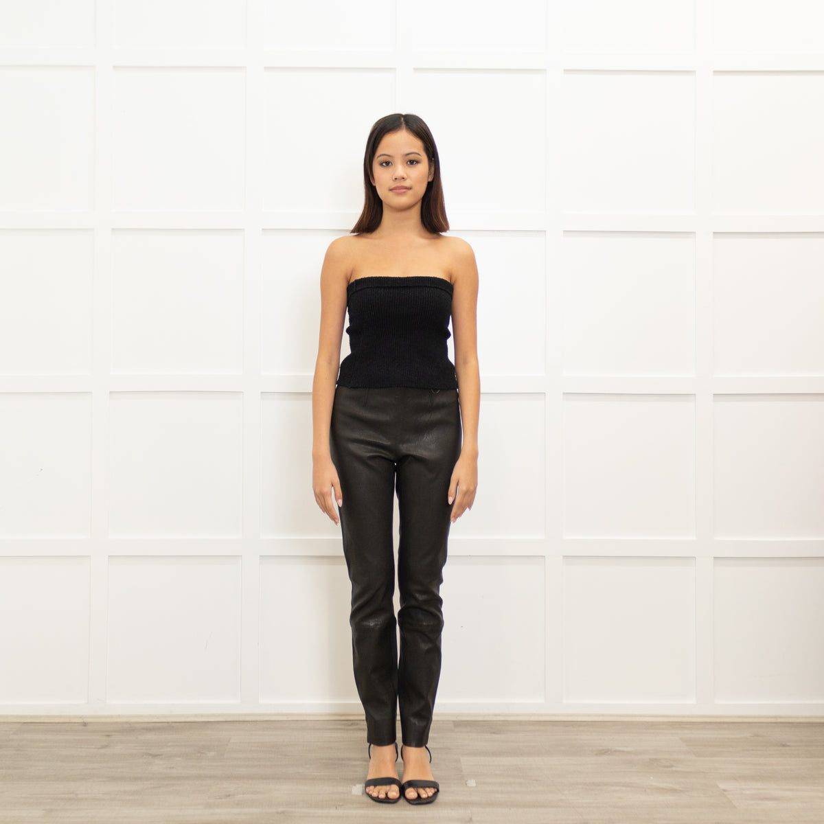 Theory Dark Grey Leather Leggings