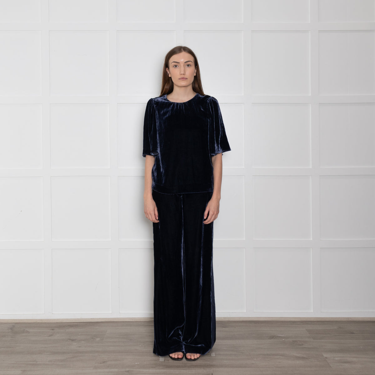 Wyse Navy Velvet Trousers