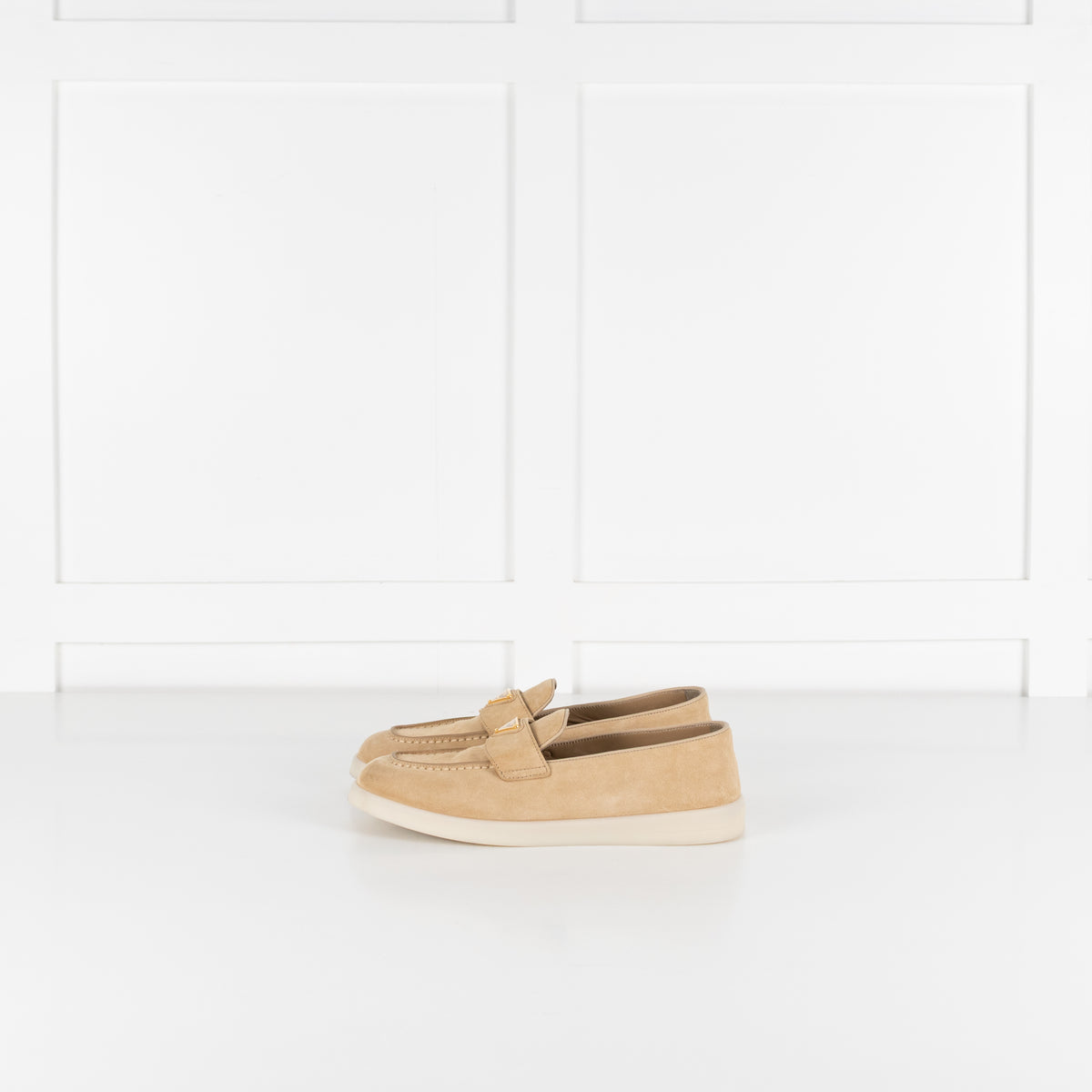 Prada Beige Suede St Tropez Loafers