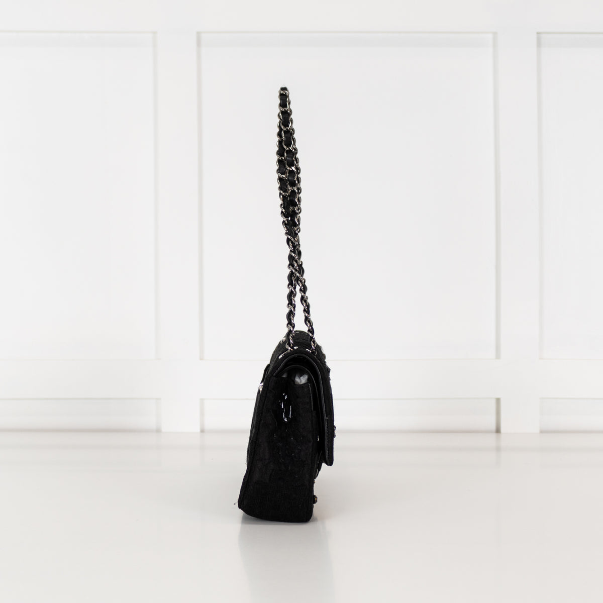 Chanel Black Lace and Patent 2016 Metiers D'art Flap with Gunmetal Hardware