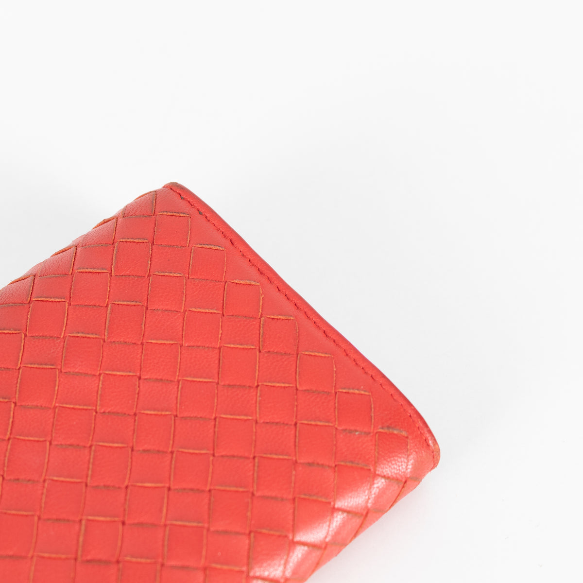 Bottega Veneta Red Intrecciato Leather Continental Wallet