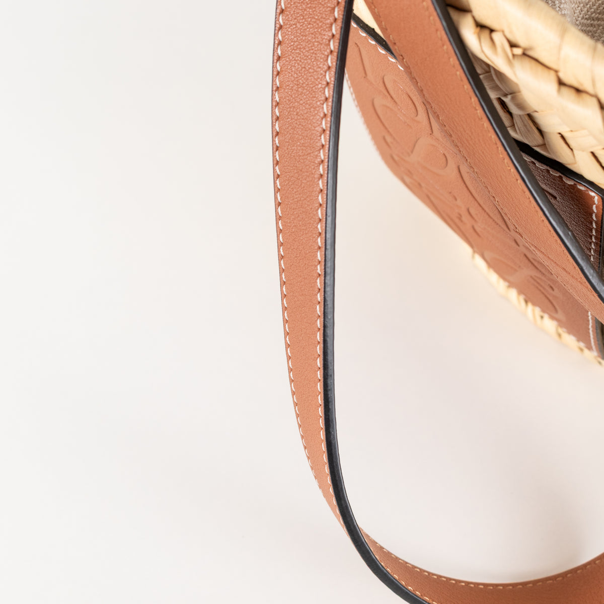 Loewe Beige Palm Leaf + Calfskin Leather Drawstring Bucket Bag