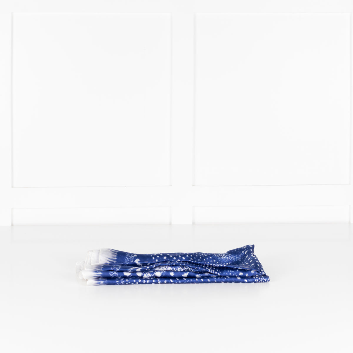 Roberto Cavalli Blue Patterned Long Silk Scarf