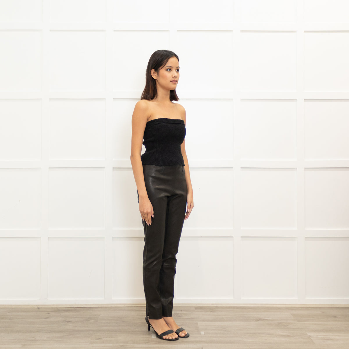 Theory Dark Grey Leather Leggings