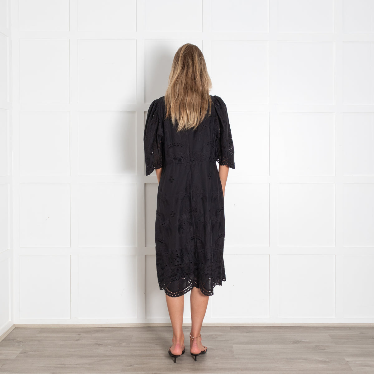Munthe Black Broderie Anglaise Midi Dress