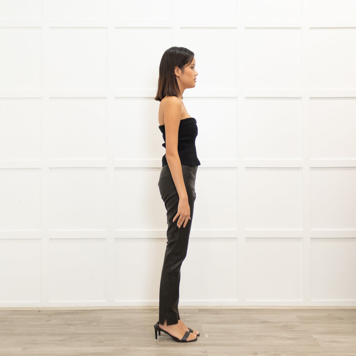 Theory Dark Grey Leather Leggings