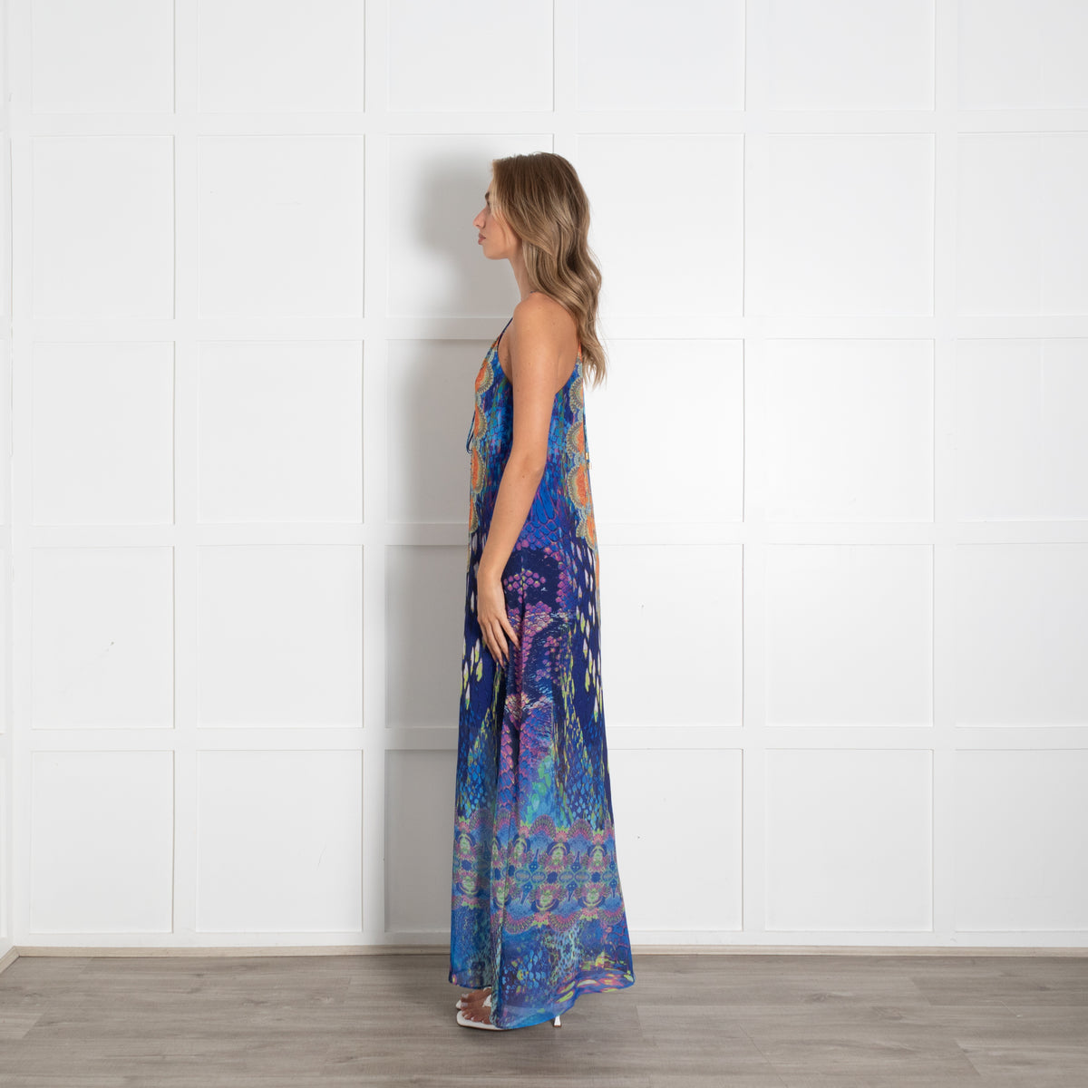 Hale Bob Blue and Orange Maxi Strappy Dress