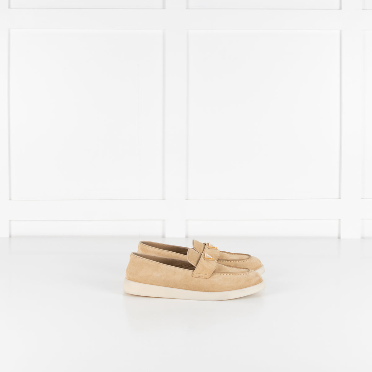 Prada Beige Suede St Tropez Loafers