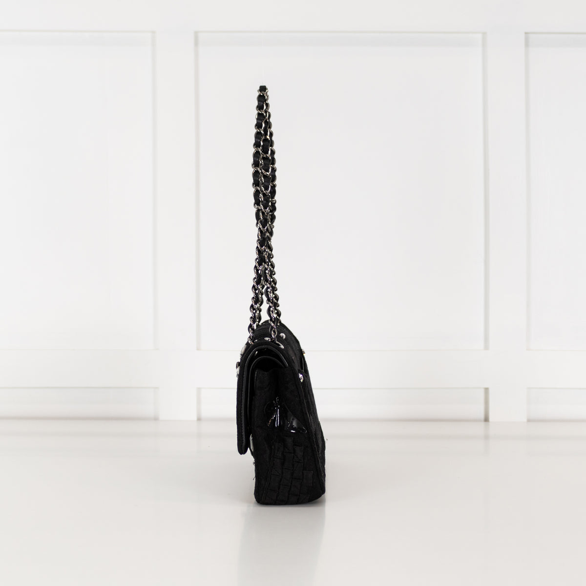 Chanel Black Lace and Patent 2016 Metiers D'art Flap with Gunmetal Hardware