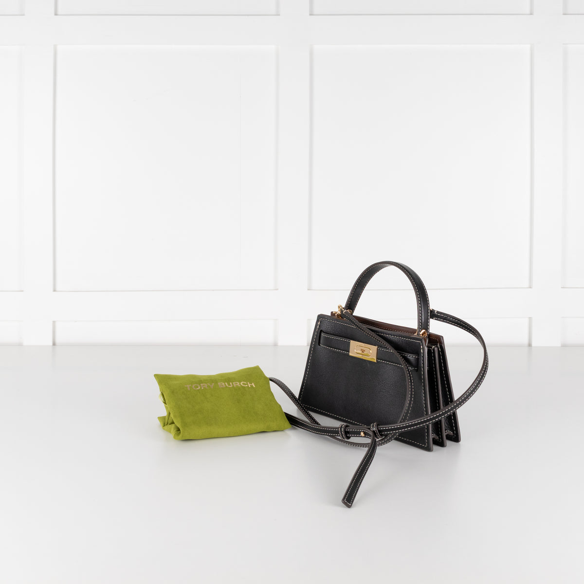 Tory Burch Black Petite Lee Radziwill Bag With Crossbody Strap