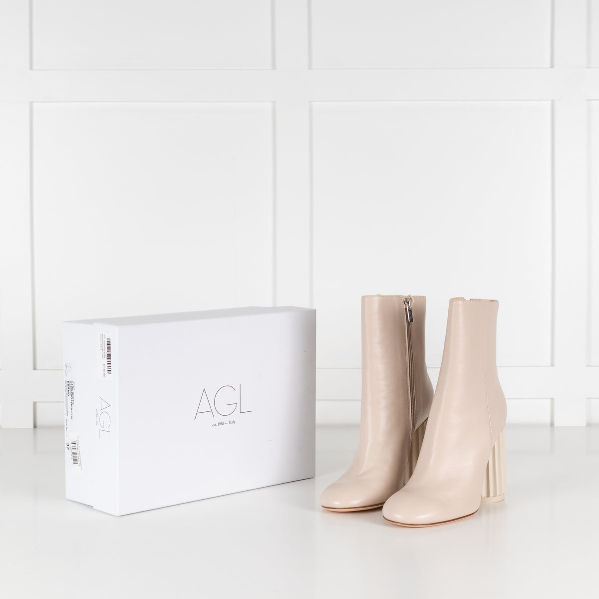 AGL Off White Ankle Boot With High  Heel