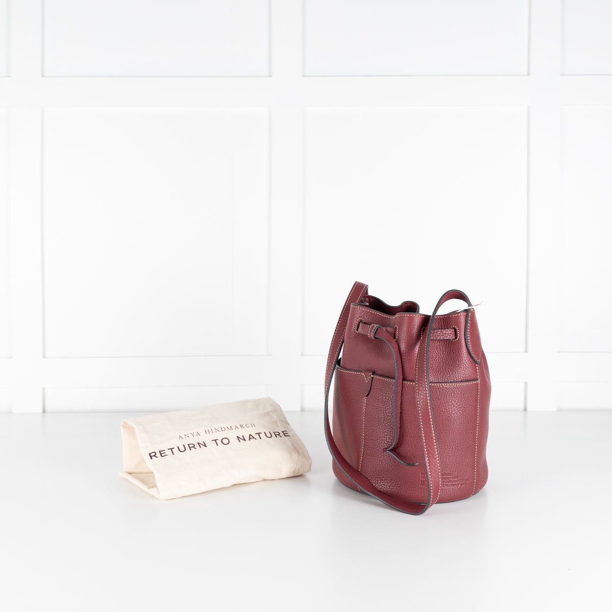 Anya Hindmarch Burgundy Return To Nature Small Bucket Bag