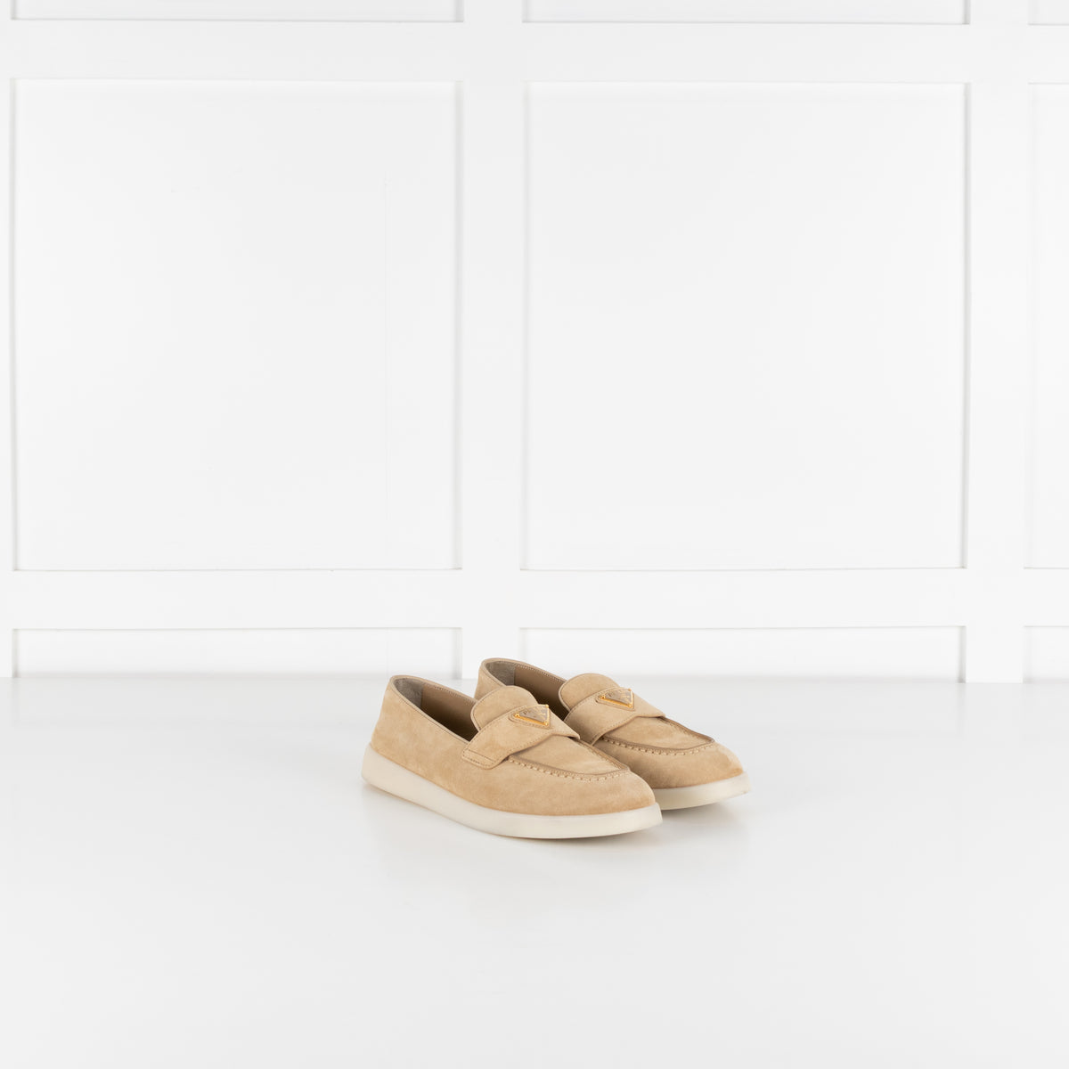 Prada Beige Suede St Tropez Loafers