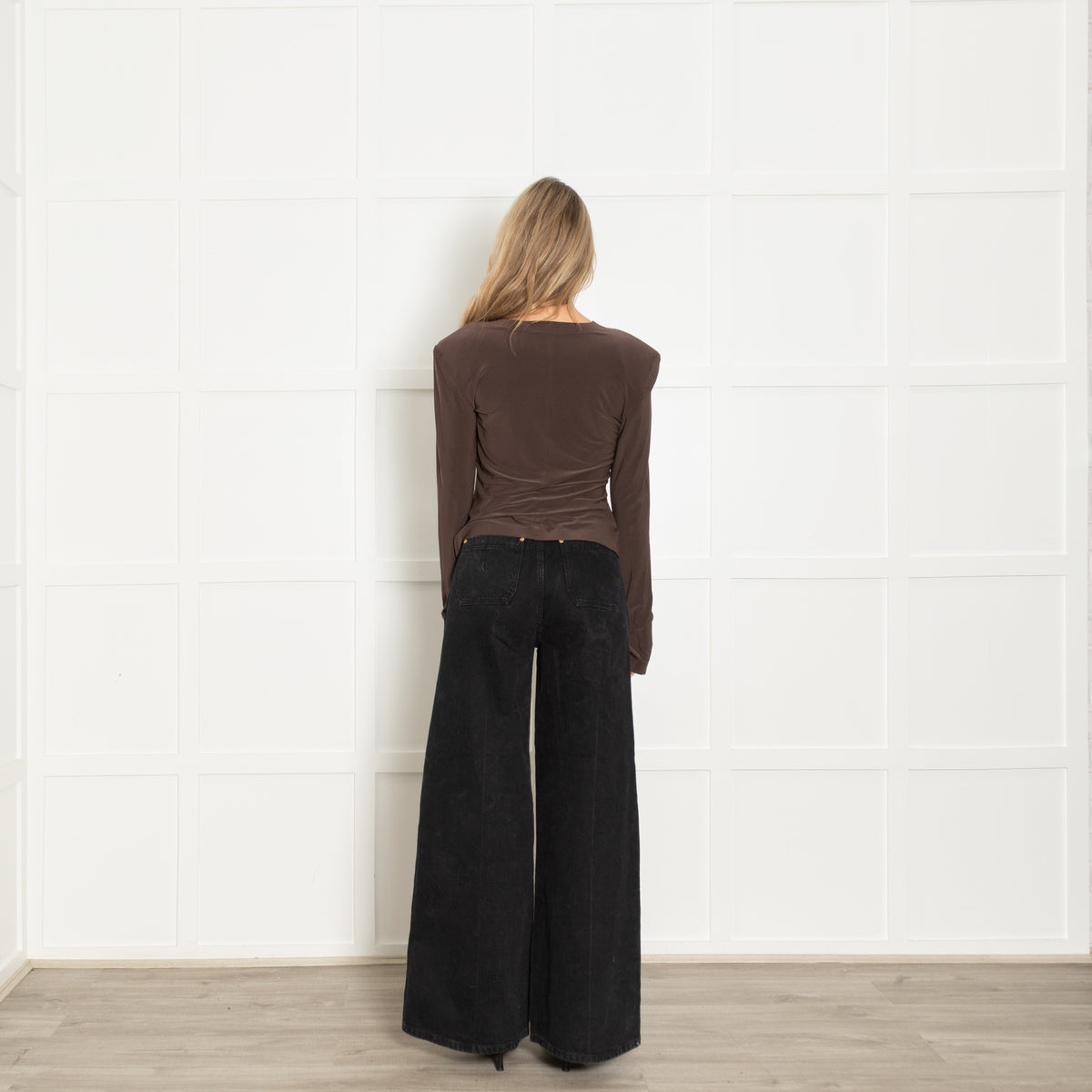 Norma Kamali Brown Long Sleeve Top