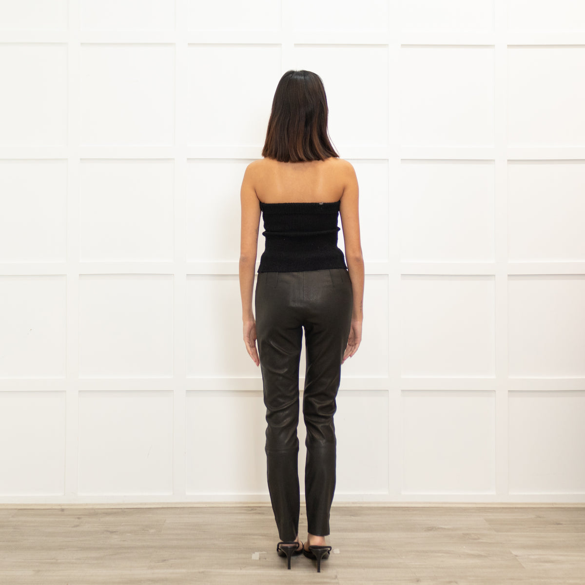 Theory Dark Grey Leather Leggings