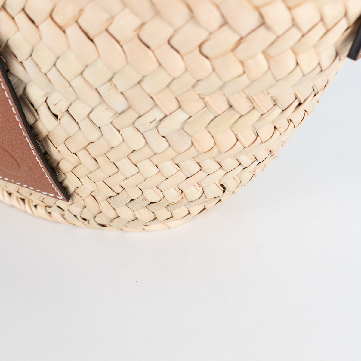 Loewe Beige Palm Leaf + Calfskin Leather Drawstring Bucket Bag