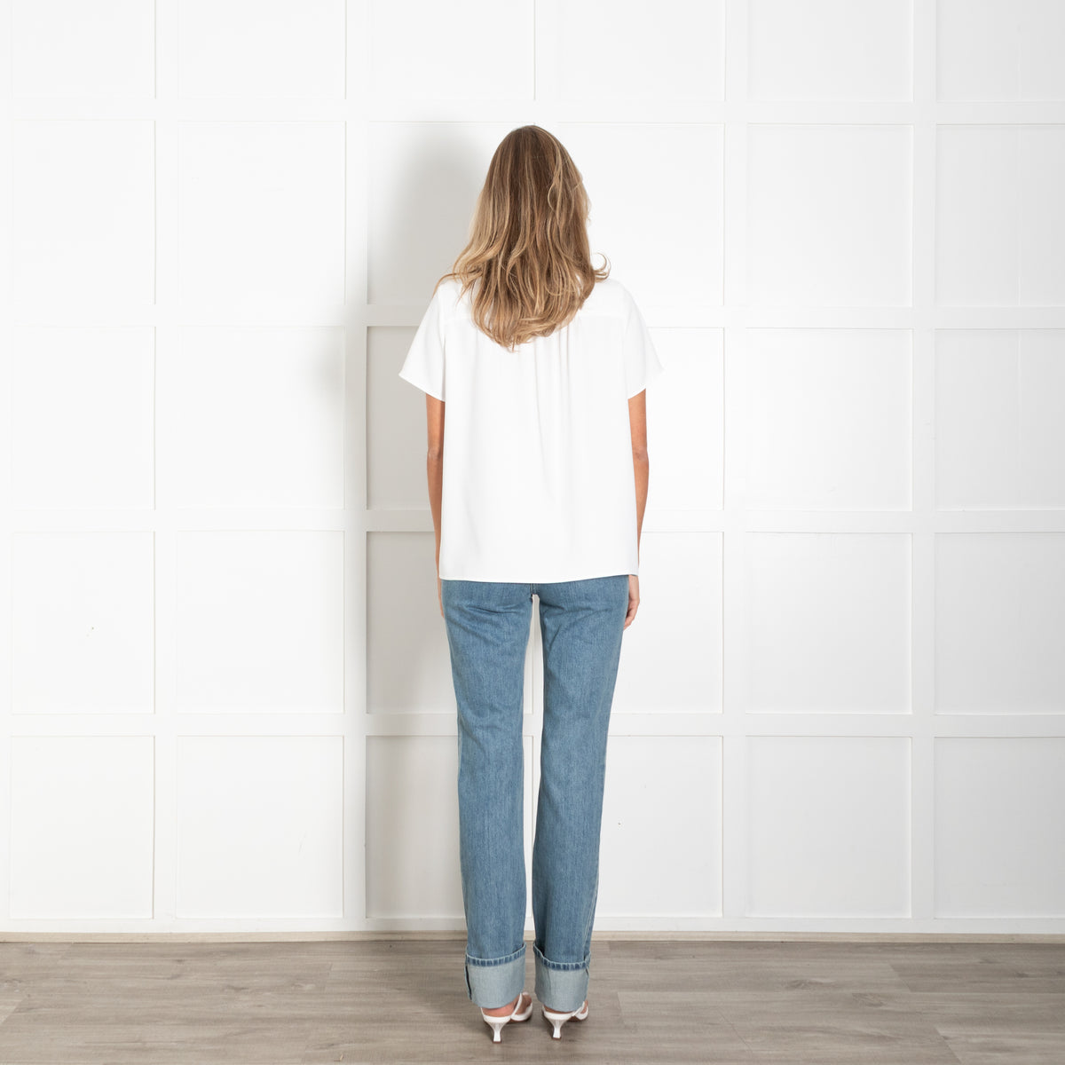 Gerard Darel White V Neck Short Sleeved Top