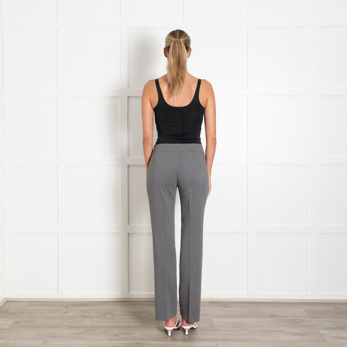 Akris Grey Straight Leg Side Zip Wool Mix Trousers
