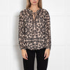 Rebecca Taylor Beige Black Animal Print Long Sleeve Top With Vest