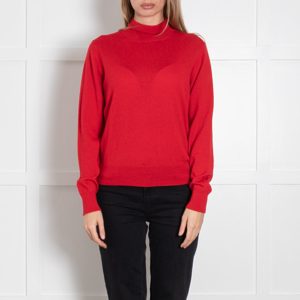 &Daughter Red Fine Knit Wool Polo Neck