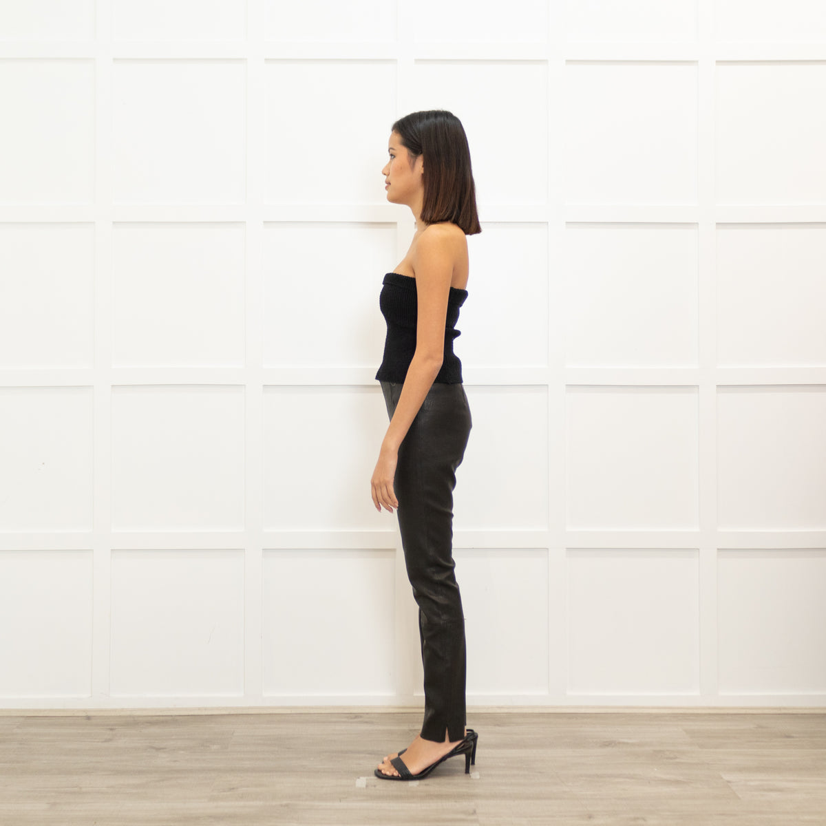 Theory Dark Grey Leather Leggings