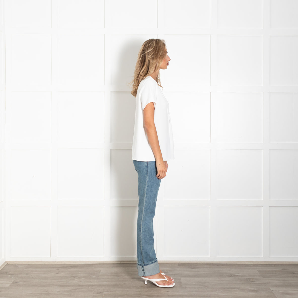Gerard Darel White V Neck Short Sleeved Top