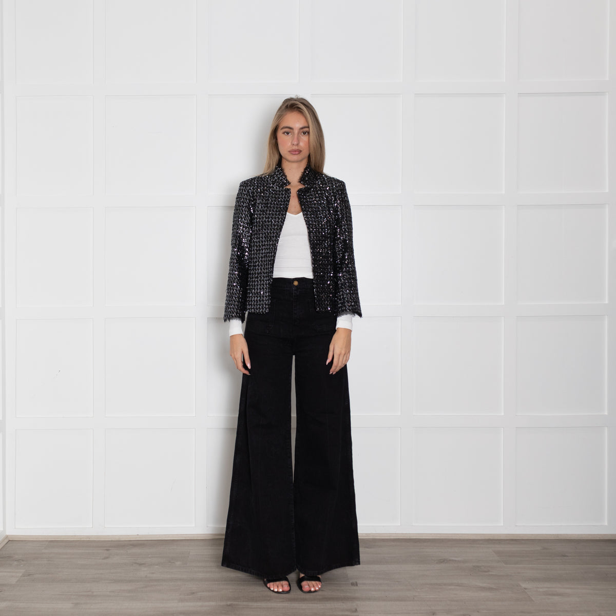 Zadig & Voltaire Deluxe Black Silver Sequinned Jacket