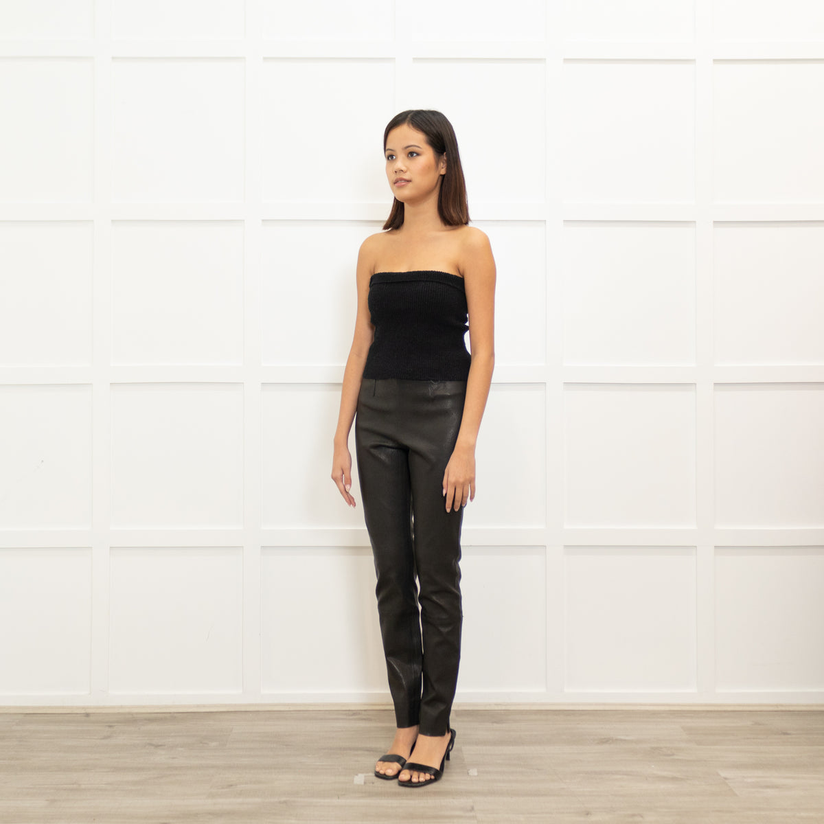 Theory Dark Grey Leather Leggings