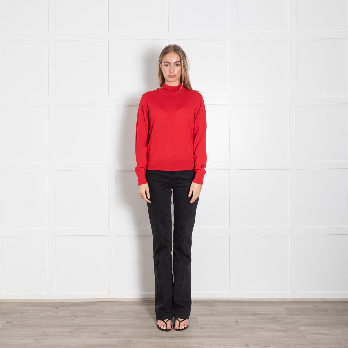 &Daughter Red Fine Knit Wool Polo Neck