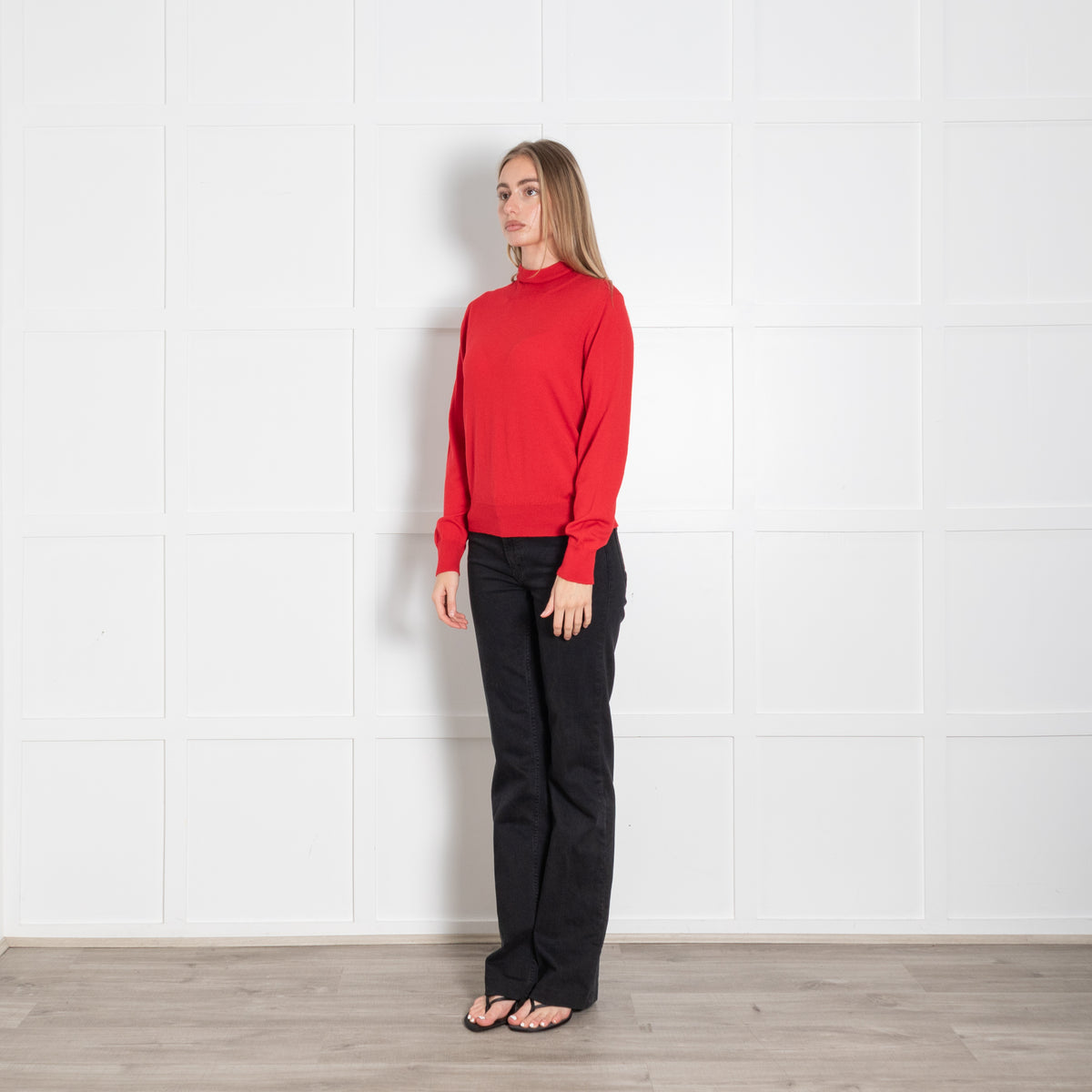 &Daughter Red Fine Knit Wool Polo Neck