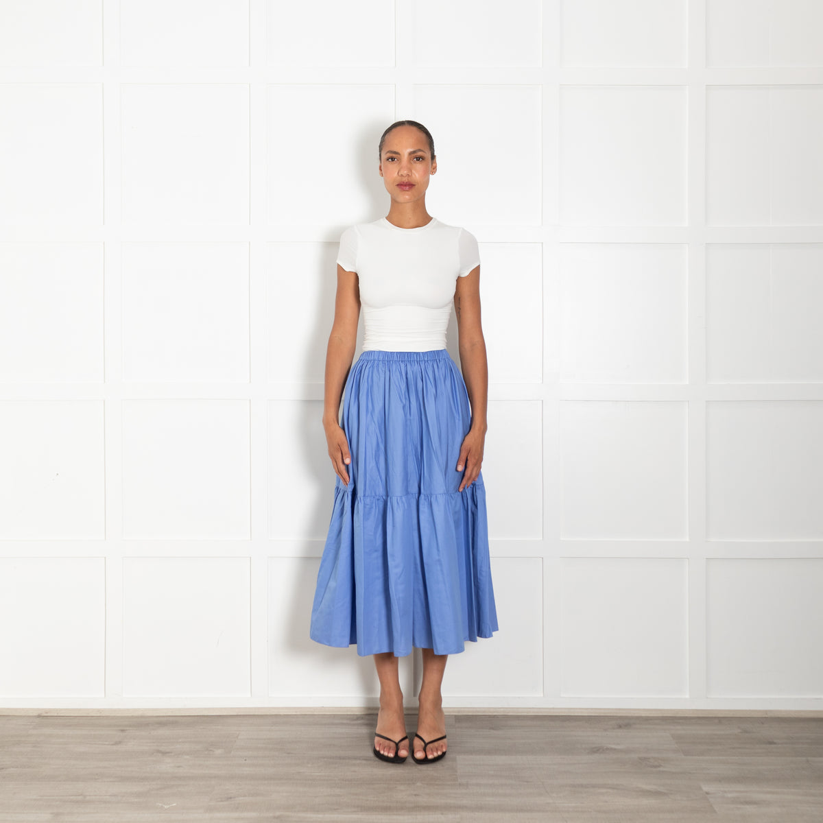Stella McCartney Blue Cotton Tiered Elasticated Waist Skirt