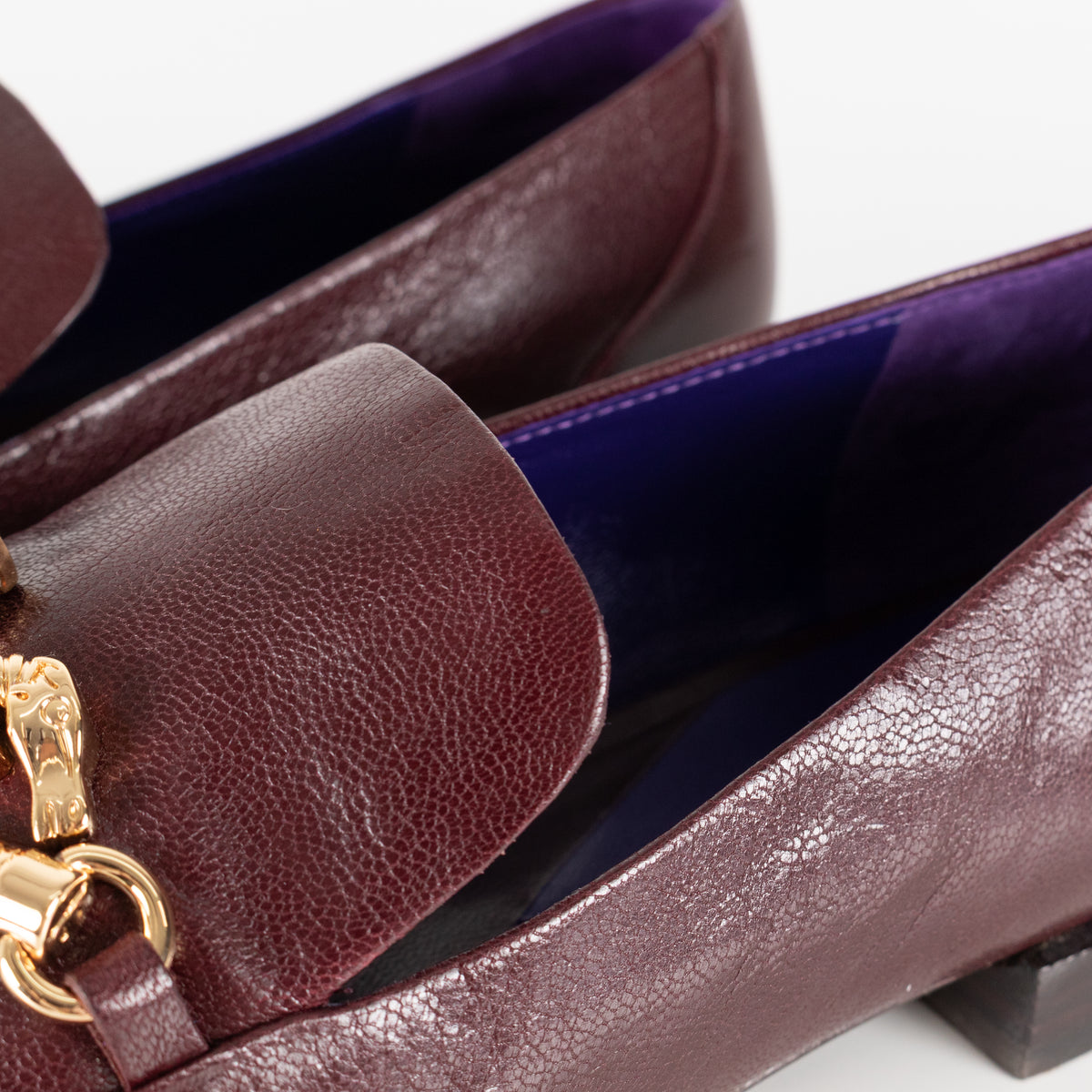 Tory Burch Burgundy Gold Horse Head Motif Loafers
