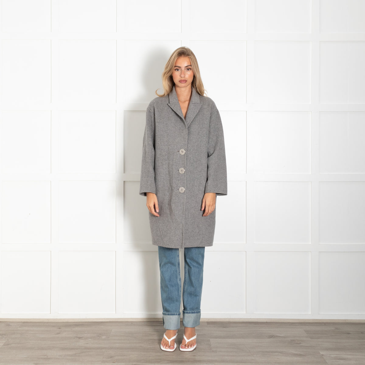 Zadig & Voltaire Pre-loved Deluxe Grey Wool Cashmere Blend Soft Lapel Coat