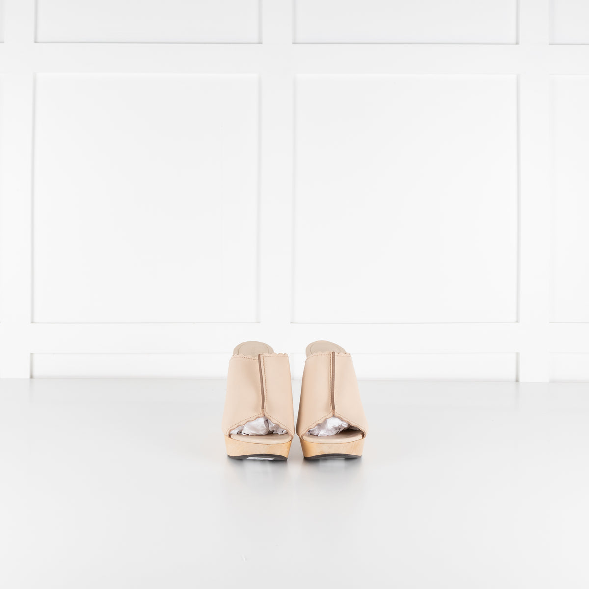 See by Chloé Nude Leather Wedges with Gold Studs