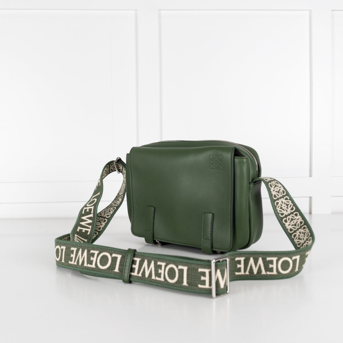 Loewe Green Leather Xs Military Messenger Bag
