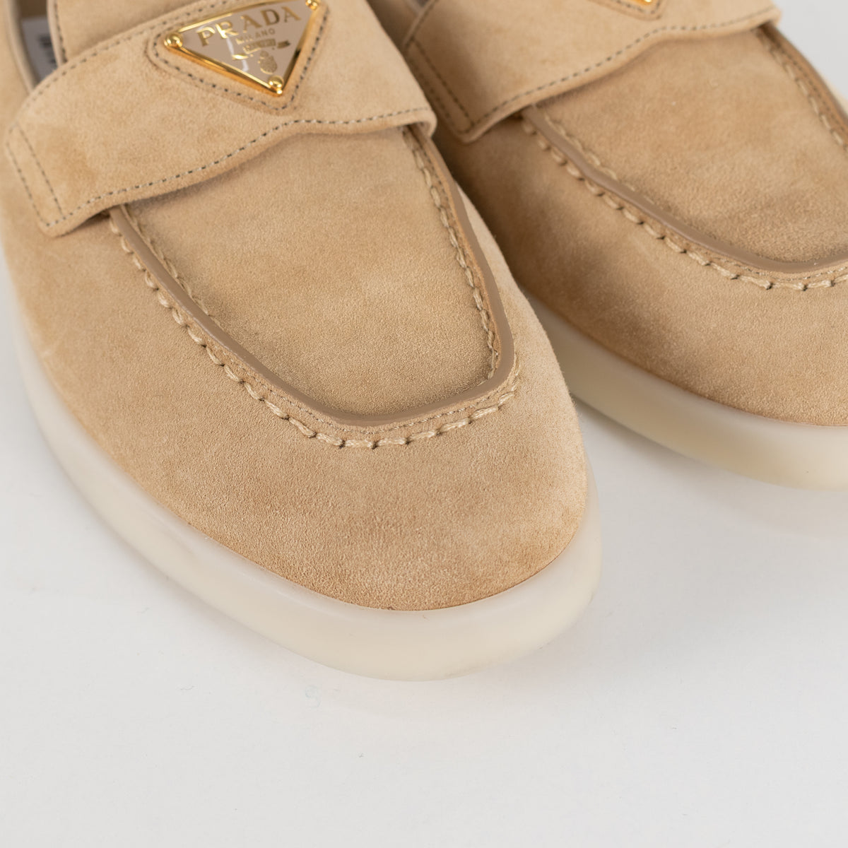 Prada Beige Suede St Tropez Loafers