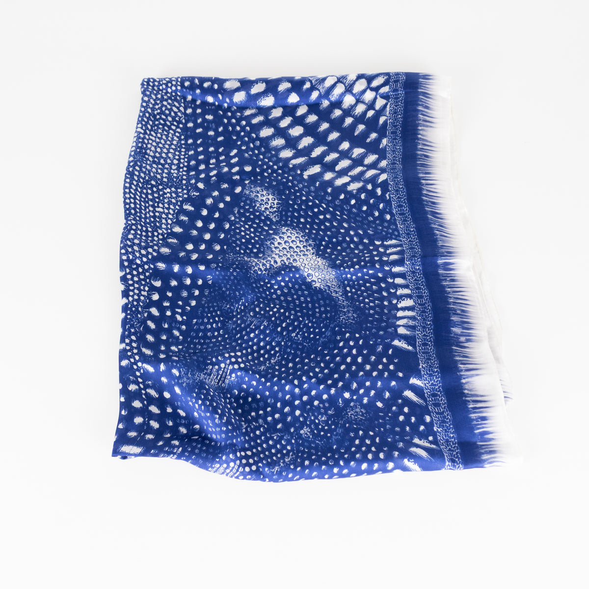 Roberto Cavalli Blue Patterned Long Silk Scarf