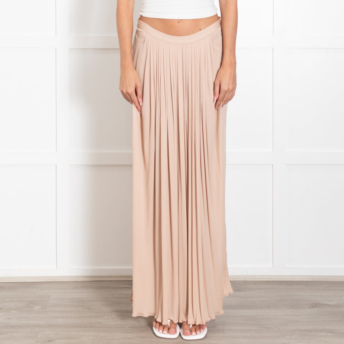 Vionnet Nude Maxi Skirt With Side Splits & Silk Slip