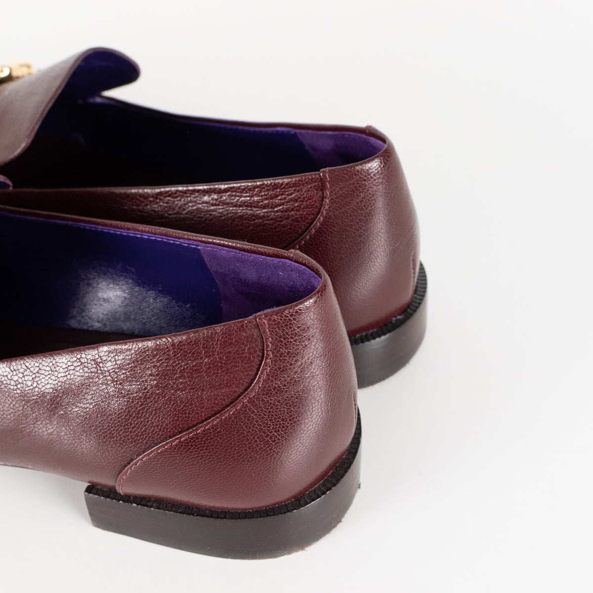Tory Burch Burgundy Gold Horse Head Motif Loafers