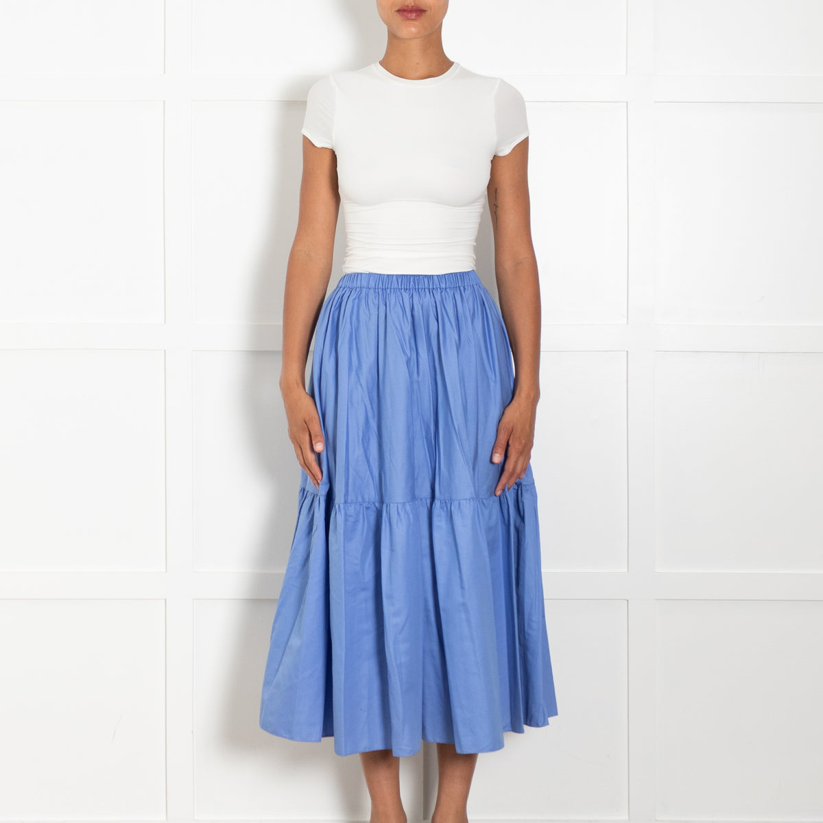 Stella McCartney Blue Cotton Tiered Elasticated Waist Skirt