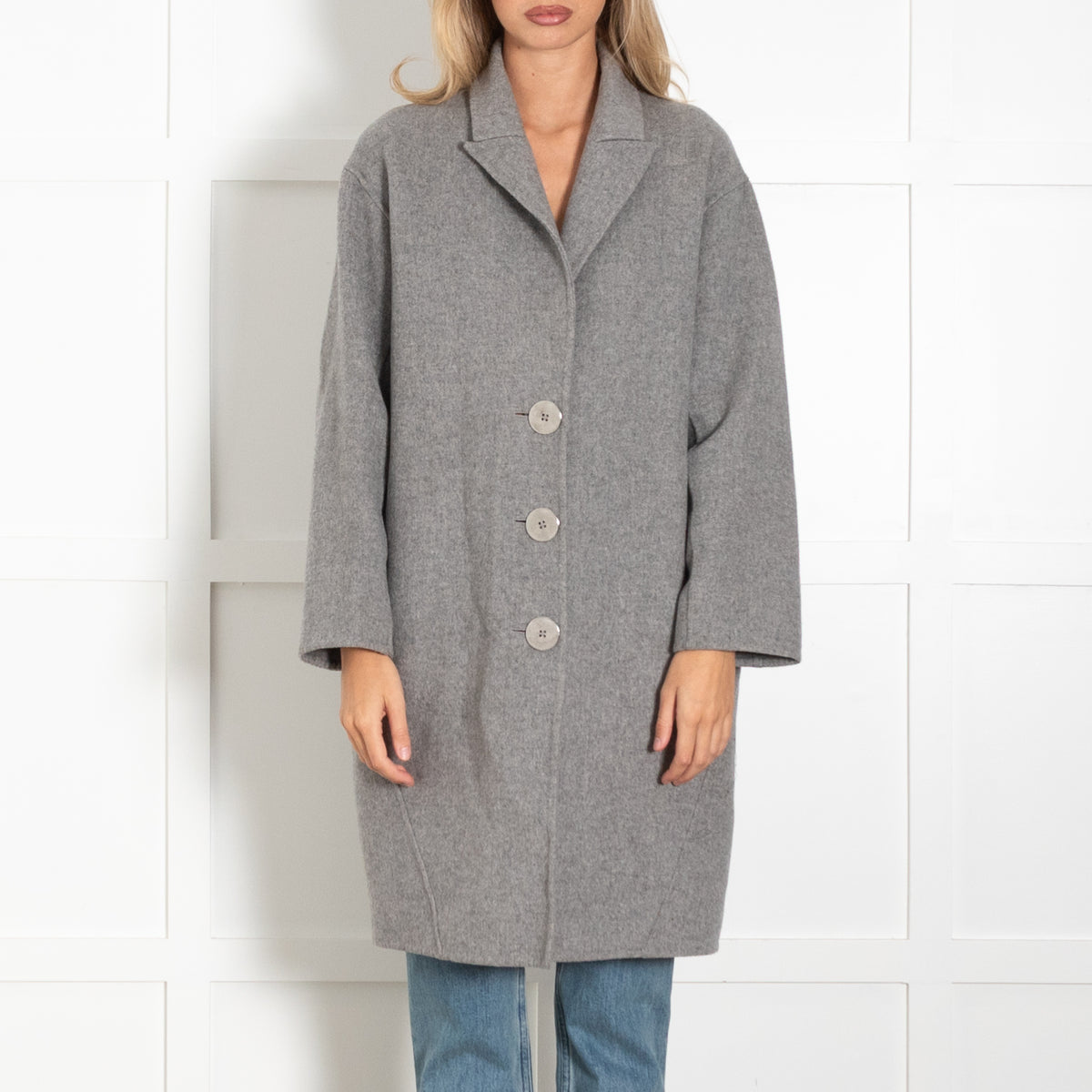 Zadig & Voltaire Pre-loved Deluxe Grey Wool Cashmere Blend Soft Lapel Coat